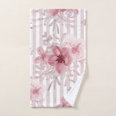 濃エレガント色ピンクフローラピンプリペス水色 バスタオルセット (ハンドタオル)