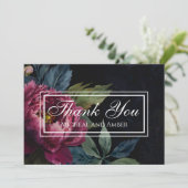 濃エレガント色ピンクフローラ水色サンキューカード 招待状 (スタンド正面)