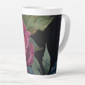 濃エレガント色ピンクフローラ水色 カフェラテマグ (右アングル)