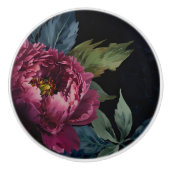 濃エレガント色ピンクフローラ水色 セラミックノブ (正面)