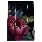 濃エレガント色ピンクフローラ水色 ミディアムペーパーバッグ (裏面)