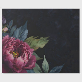 濃エレガント色ピンクフローラ水色 ラッピングペーパー