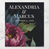 濃エレガント色ピンクフローラ水色 ワインラベル (シングルラベル)