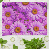 濃エレガント色ピンク色マゼンタフローラデイジー キッチンタオル (折り畳み)