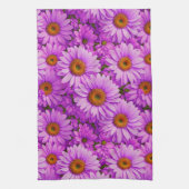 濃エレガント色ピンク色マゼンタフローラデイジー キッチンタオル (縦)