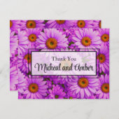 濃エレガント色ピンク色マゼンタフローラデイジー サンキューカード (正面/裏面)