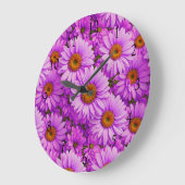 濃エレガント色ピンク色マゼンタフローラデイジー ラージ壁時計 (傾斜)