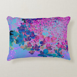 濃エレガント色ブルーとマゼンタライムライトアジサイ アクセントクッション
