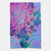 濃エレガント色ブルーとマゼンタライムライトアジサイ キッチンタオル (縦)
