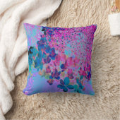 濃エレガント色ブルーとマゼンタライムライトアジサイ クッション (ブランケット)