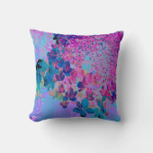 濃エレガント色ブルーとマゼンタライムライトアジサイ クッション (正面)