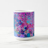 濃エレガント色ブルーとマゼンタライムライトアジサイ コーヒーマグカップ (中央)
