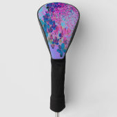 濃エレガント色ブルーとマゼンタライムライトアジサイ ゴルフヘッドカバー (正面)