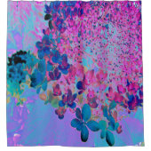 濃エレガント色ブルーとマゼンタライムライトアジサイ シャワーカーテン (正面)