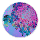 濃エレガント色ブルーとマゼンタライムライトアジサイ セラミックノブ (正面)