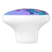 濃エレガント色ブルーとマゼンタライムライトアジサイ セラミックノブ (側面)