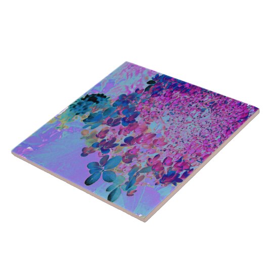 濃エレガント色ブルーとマゼンタライムライトアジサイ タイル (側面)