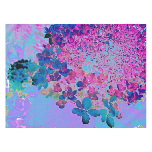 濃エレガント色ブルーとマゼンタライムライトアジサイ テーブルクロス (正面(横))