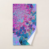 濃エレガント色ブルーとマゼンタライムライトアジサイ バスタオルセット (ハンドタオル)