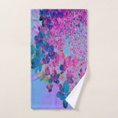濃エレガント色ブルーとマゼンタライムライトアジサイ バスタオルセット (ハンドタオル)