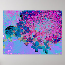 濃エレガント色ブルーとマゼンタライムライトアジサイ ポスター