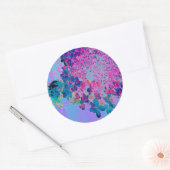 濃エレガント色ブルーとマゼンタライムライトアジサイ ラウンドシール (封筒)