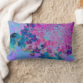 濃エレガント色ブルーとマゼンタライムライトアジサイ ランバークッション (ブランケット)