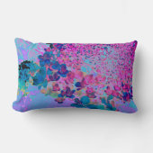 濃エレガント色ブルーとマゼンタライムライトアジサイ ランバークッション (正面)