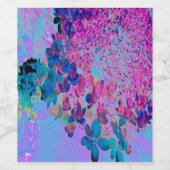 濃エレガント色ブルーとマゼンタライムライトアジサイ ワインラベル (シングルラベル)