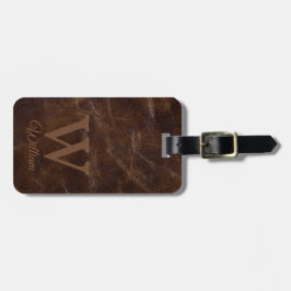 濃エレガント褐色の牛革のテクスチモノグラムのャ ラゲッジタグ