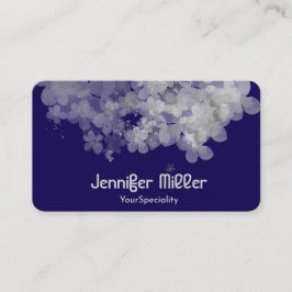 濃エレガント青の水色フローラ 名刺