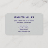 濃エレガント青の水色フローラ 名刺 (裏面)