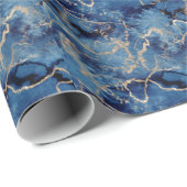 濃エレガント青金ゴールド水彩包み紙 ラッピングペーパー (ロールコーナー)