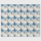 濃エレガント青金ゴールド水彩包み紙 ラッピングペーパー (フラット)