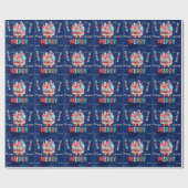 濃エレガント青金ゴールド水彩包み紙 ラッピングペーパー (フラット)