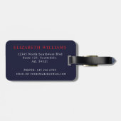 濃カスタマイズ色ネイビーブルーレッドカラーブロック ラゲッジタグ (裏面横)