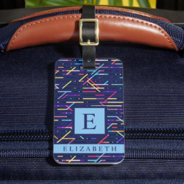 濃カスタマイズ色ネイビー青抽象芸術パターン ラゲッジタグ