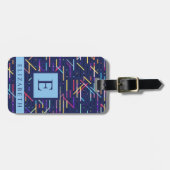 濃カスタマイズ色ネイビー青抽象芸術パターン ラゲッジタグ (正面横)