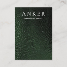 濃カッコいい緑のレザーイヤリングディスプレイ 名刺