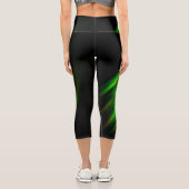 濃カラフルい灰色のネオン緑のブラシストローク カプリレギンス (裏面)