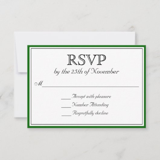 濃クラシック緑のRSVP縁ど 出欠カード (正面)