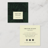 濃クラシック緑ヴィンテージ飾ビクトリアンり スクエア名刺 (正面/裏面)