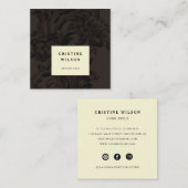 濃クラシック褐色ヴィンテージ装飾ビクトリアン スクエア名刺 (正面/裏面)