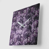 濃グランジ紫色のヴィンテージの花カッコいい柄 スクエア壁時計 (傾斜)