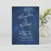 濃シンプル紺色水彩 招待状 (スタンド正面)