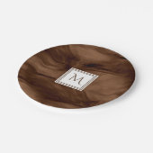 濃シンプル茶大理石モノグモダンラム ペーパープレート (アングル)