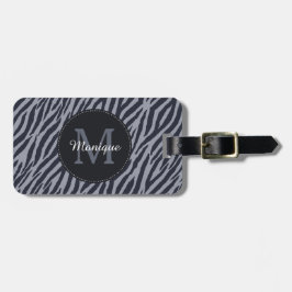 濃スタイリッシュ色ゼブラ印刷モノグラムと名前 ラゲッジタグ