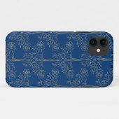 濃スタイリッシュ青の金ゴールド効果花柄 Case-Mate iPhoneケース (裏面(横))