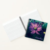 濃パーソナライズされた紫色の花 ノートブック (内部)