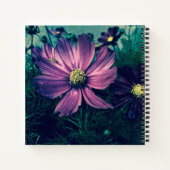 濃パーソナライズされた紫色の花 ノートブック (裏面)